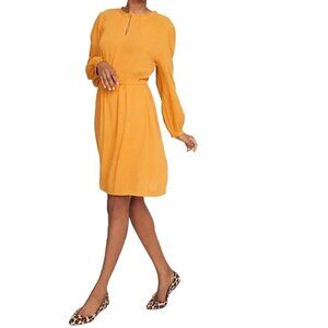 Old Navy Ruffle Trim Dress Womens L Sunflower Gold Yellow Elastic Waist Lined